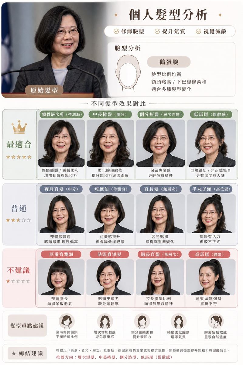 蔡英文的AI髮型分析結果。（圖／蔡英文Threads)