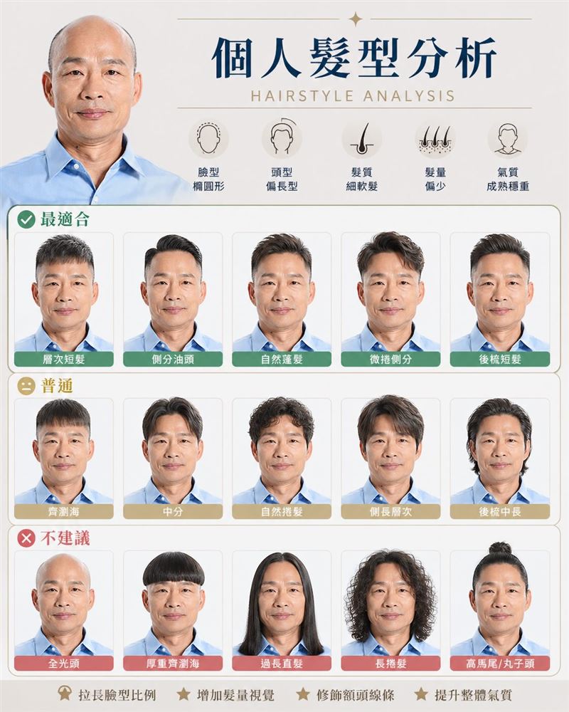 韓國瑜的AI髮型分析結果。（圖／翻攝自Threads@rayxxcc_)