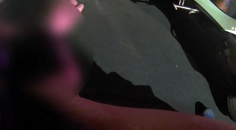 桃園小黃違規左轉、酒測值0.07Mg/L，遭警開單、失控踹警車遭壓制送辦。（圖／翻攝畫面）