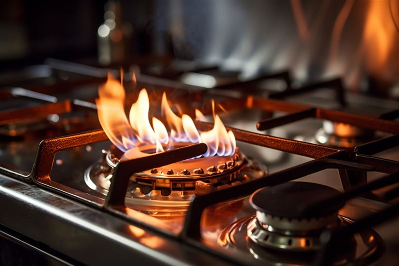 瓦斯爐火焰呈現橘色、黃色，代表燃燒不完全，恐產生一氧化碳。（示意圖／photoAC）