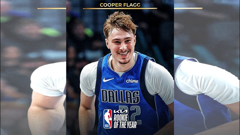 達拉斯獨行俠隊的狀元弗拉格（Cooper Flagg）榮膺2025-26賽季年度最佳新人。（圖／翻攝自X平台 @NBA）