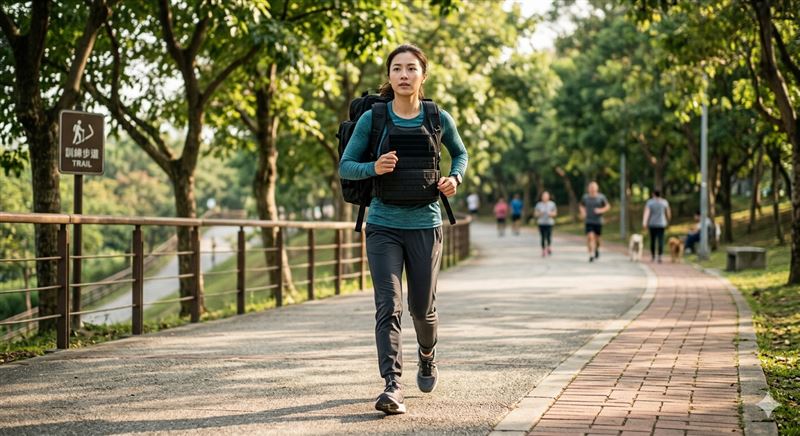 醫師蔡明劼表示，民眾若想變瘦、變結實，只是散步，遠遠不夠，不妨透過「揹上背包」行走。(示意圖／AI生成)