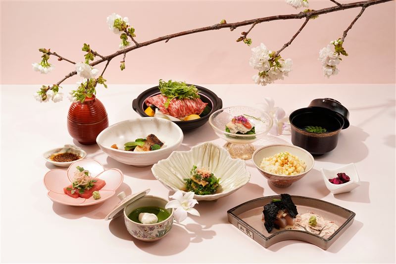 「春萌」會席料理，以山菜、嫩芽與繁花入饌，寫出大地甦醒的春意。（圖／飯店旅宿業者提供）