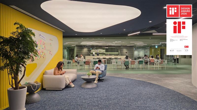 貿協打造的「TAI-ONE SPACE」勇奪2026年iF設計獎！ 建築師彭文苑以「寶石盒」為靈感， 在世貿一館建構1200坪智能共享空間， 透過11類模組與永續建材， 展現設計與營運整合的強大實力。（圖／外貿協會提供）