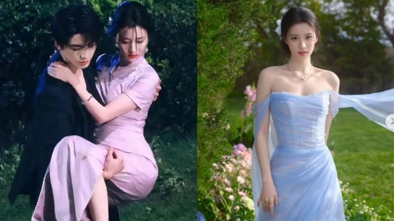 張凌赫與王楚然公主抱花絮炸裂！王楚然旗袍折成90度竟無贅肉。網友直呼：這腰真的存在嗎？（圖／翻攝自微博）