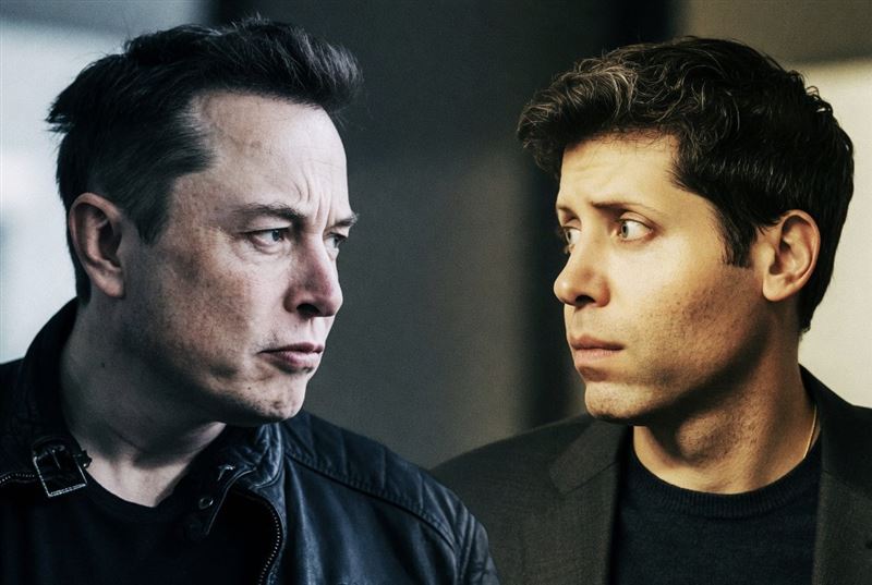 馬斯克(左)和奧特曼(右)2015年共同創立OpenAI，兩人之間對公司的爭奪，不因馬斯克2018年的黯然離開而落幕。馬斯克2024年指控奧特曼和OpenAI違背公益初衷，並求償1500億美元天價，案件的審判自今年4月29日展開，雙方在法庭上唇槍舌戰，馬斯克怒批對方「偷走慈善」。（圖／翻攝自X平台 @ianmiles）