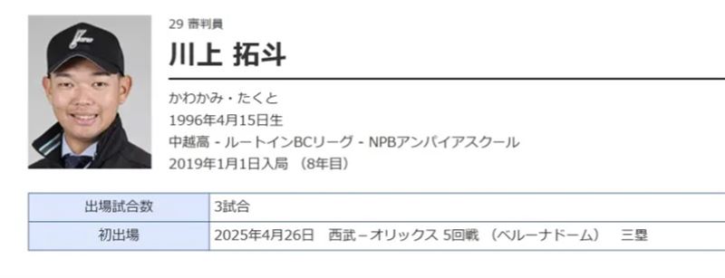 日職主審川上拓斗16日比賽中遭球棒擊中受重傷，日本野球機構公布最新病況，指他目前意識仍未恢復。（圖／翻攝自日本野球機構官網）