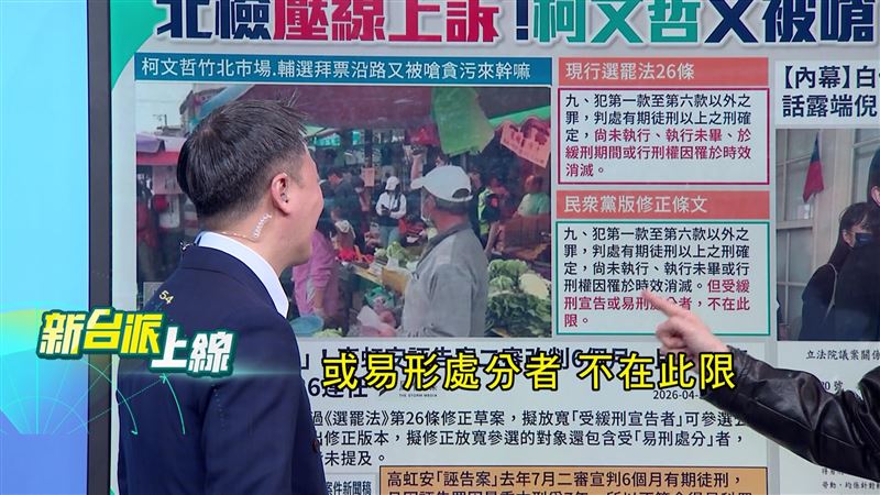 康仁駿指出，民眾黨修《選罷法》26 條「易刑處分者不在此限」，等於是幫緩刑的高虹安開道。（圖／新台派上線）