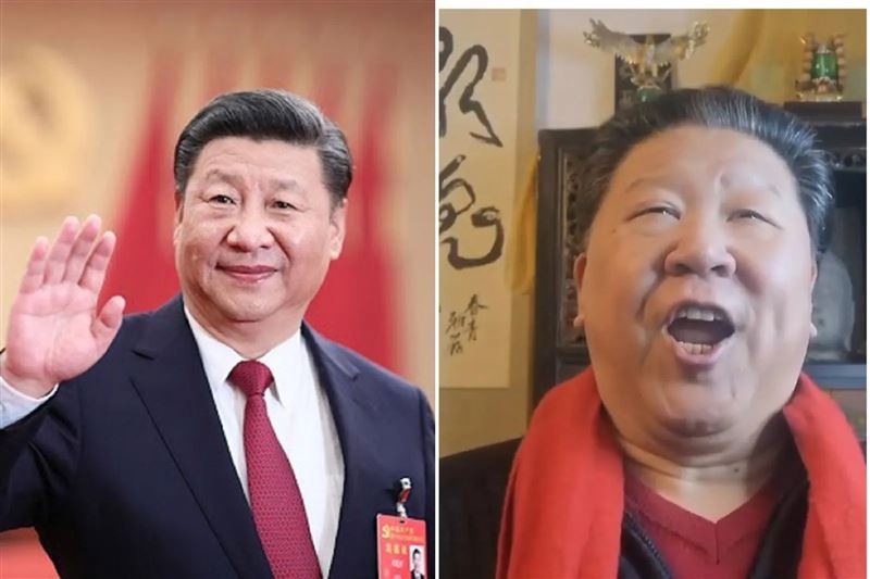 中國聲樂家劉克清（右）長得太像習近平，直播平台遭封號、收入斷炊。（圖/翻攝劉克清抖音）