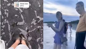 去年父女同遊海邊的畫面成追憶，如今同一地點只剩她一人身影。（圖／翻攝自林逸欣IG）