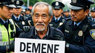 北市翁舉牌抗議遭壓制！中正一分局道歉了