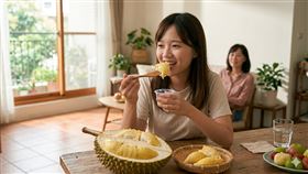 吃榴槤。（圖／AI生成）