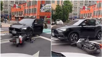 基隆市府前逆向撞！男「中邪般」失控滑行
