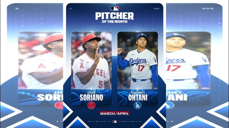 大谷翔平勇奪4月國聯最佳投手。（圖／翻攝自MLB X）