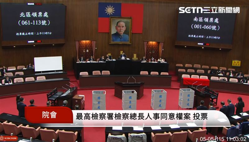 立法院會針對最高檢察總長人事同意案進行投票（圖／翻攝畫面）