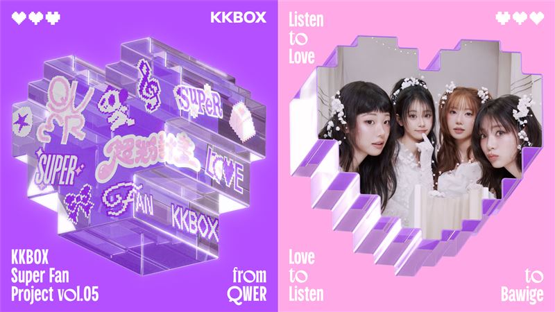 韓國新世代人氣女團QWER與KKBOX旗下全新訂閱服務Planet K合作推獨家「超粉計劃」。（圖／KKBOX提供）