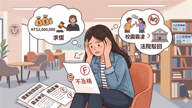 特教系學生不滿被死當2科，並加碼控訴校園霸凌，隨即提起國賠200萬元，最後法官認為該生無法舉證因此判決敗訴。（示意圖／AI生成）