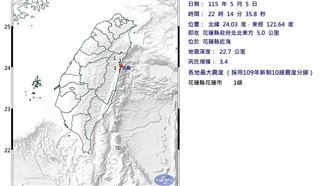新／夜間突搖晃　花蓮規模3.4極淺層地震