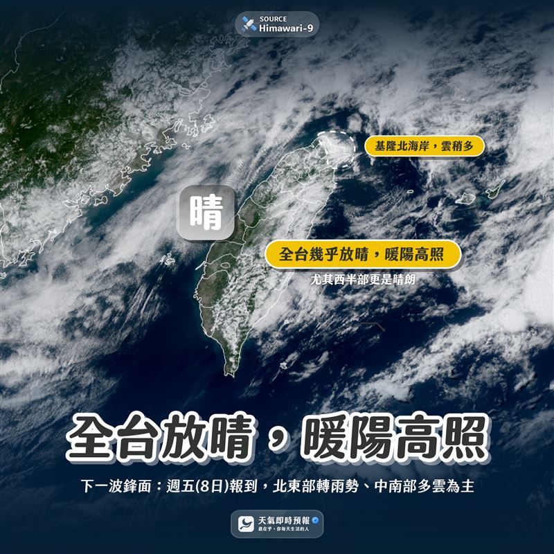 天氣即時預報表示，下一波鋒面預計週五至週六會抵達。（圖／翻攝自「天氣即時預報」臉書）