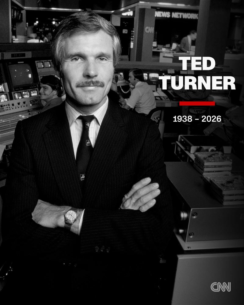 87歲泰德&bull;透納（Ted Turner）週三於辭世，他因創辦全球首個 24 小時新聞頻道 CNN，徹底改變了電視新聞的面貌。（圖／翻攝自CNN臉書）