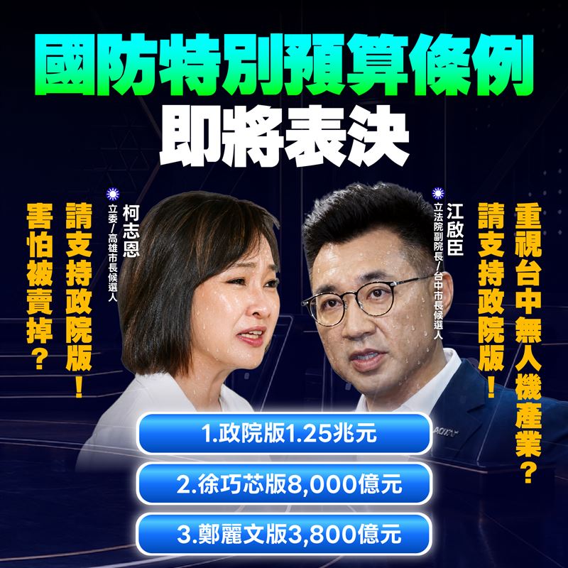 國防特別預算條例最快8日在立法院會表決，民進黨呼籲藍委支持行政院版（圖／民進黨提供）