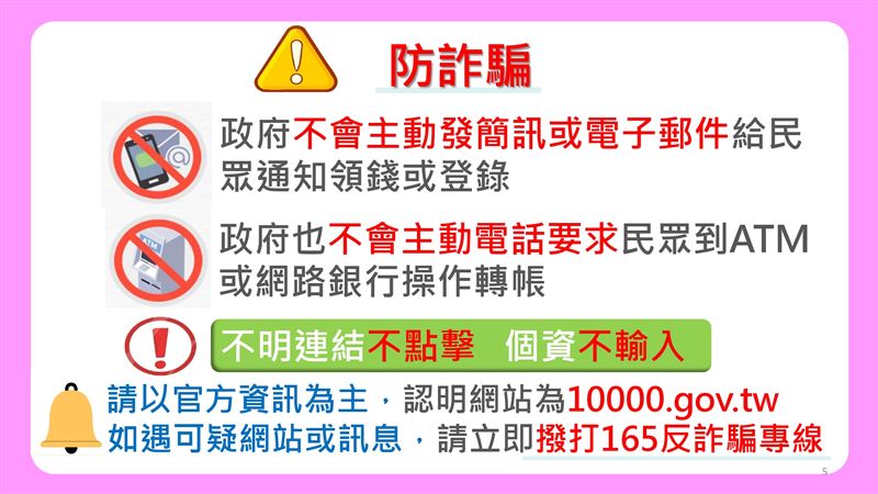 普發現金1萬元一般領取已截止，全台約20萬人錯過，其中2.6萬人因登記入帳失敗未補救而痛失領錢機會。目前僅剩「4月新生兒」家長可搶救，務必於5月22日前持證明至郵局領現，逾期將全數充公歸庫。（圖／財政部提供）