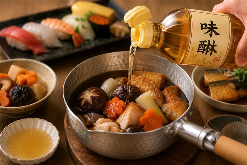 網友驚訝發現日式料理常用調味料味醂的「醂」字讀音有兩種。（圖／AI生成）