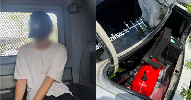 一名中國籍男子因車禍意外被發現藏匿炸藥軍火，被警方逮捕後坦言原本打算發動「自殺式攻擊」。（圖／翻攝自《泰國日報》）