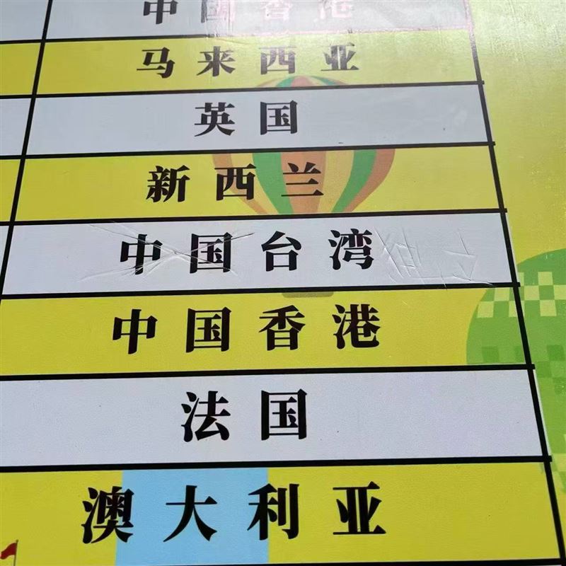 中國廣東東莞光正實驗中學近日傳出校園敏感事件。該校國際部一樓的大學排行榜上，原印有「中國台灣」的字樣遭人擅自塗改，將「中國」劃掉並加註「獨立」二字，變更為「台灣獨立」。（圖／翻攝自X平台 @whyyoutouzhele）