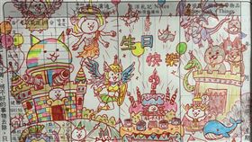 一名公立學校老師在學生聯絡簿上繪畫。（圖／翻攝自Threads@chunghsiaowen 授權）