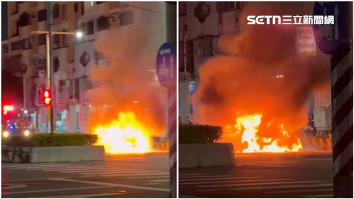 台中路口等紅燈火燒車！燒成火球慘況曝
