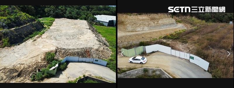 工廠用地被傾倒廢土前後比對。（圖／讀者提供）
