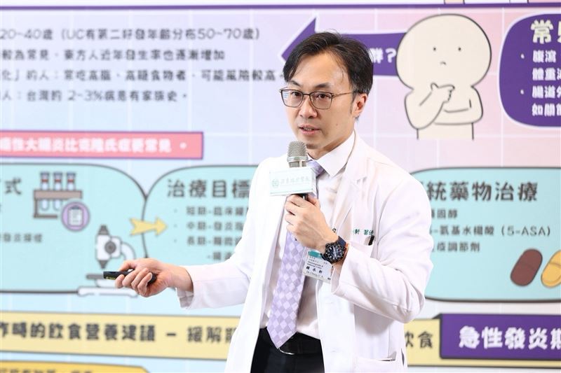 鍾承軒主任說明,IBD治療需依病情分階段調整。(圖/亞東醫院提供)