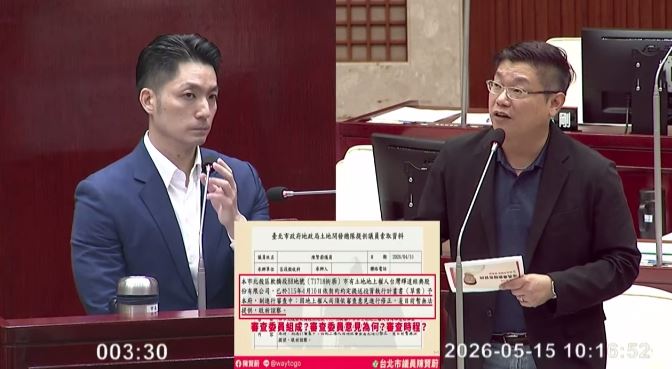 陳賢蔚質詢時詢問蔣萬安,有什麼話想送給對手沈伯洋(圖/翻攝畫面)