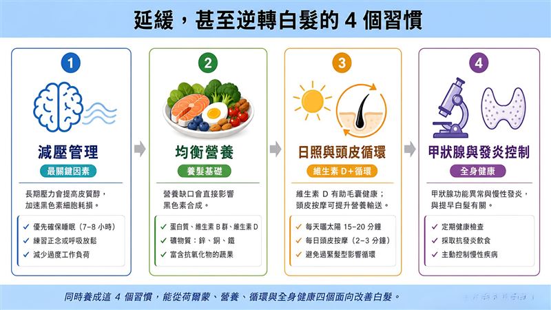 逆轉白髮4大招(圖/《醫起好健康》提供)