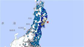 日本宮城縣外海發生規模6.3地震。（圖／翻攝自日本氣象廳）