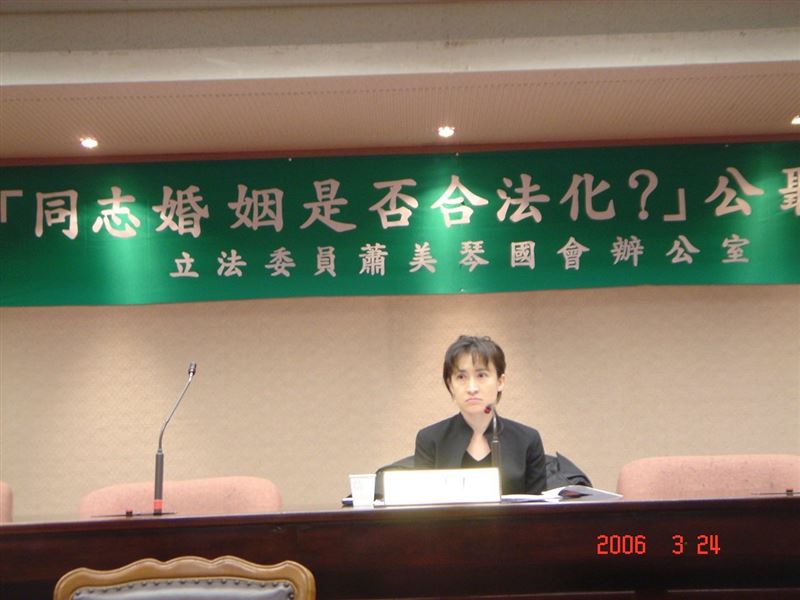 副總統蕭美琴今（17）日表示，今天是她提出台灣第一部同性婚姻法草案的20周年。。（圖／翻攝蕭美琴臉書）