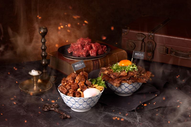 升級爆量版的「骰子菲力丼」與「日出燒肉丼」聯名定食套餐。（圖／品牌業者提供）