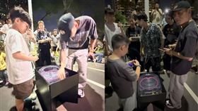 天團成員深夜現身公園停車場，春風瘋戰鬥陀螺竟慘遭四連電。（圖／翻攝自Threads @911_eo）