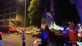 中國廣西柳州市柳南區的規模5.2地震，造成13棟房屋倒塌、7000人急撤離。（圖／翻攝自微博）