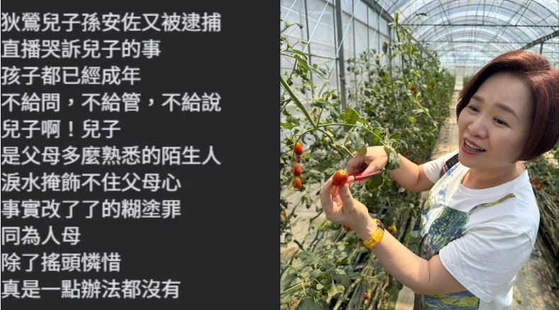 資深媒體人楊月娥（左）有感而發表示，孩子即使成年，對父母來說依舊是最牽掛的人。（圖／翻攝自楊月娥FB）