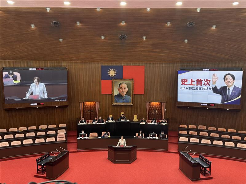 立法院全院委員會13日審查總統賴清德彈劾案。（圖／翻攝自陳菁徽臉書）