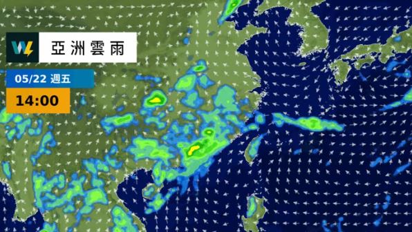 週四至週五臺灣周邊為西南風環境，天氣大致穩定。（圖／翻攝自天氣風險 WeatherRisk）