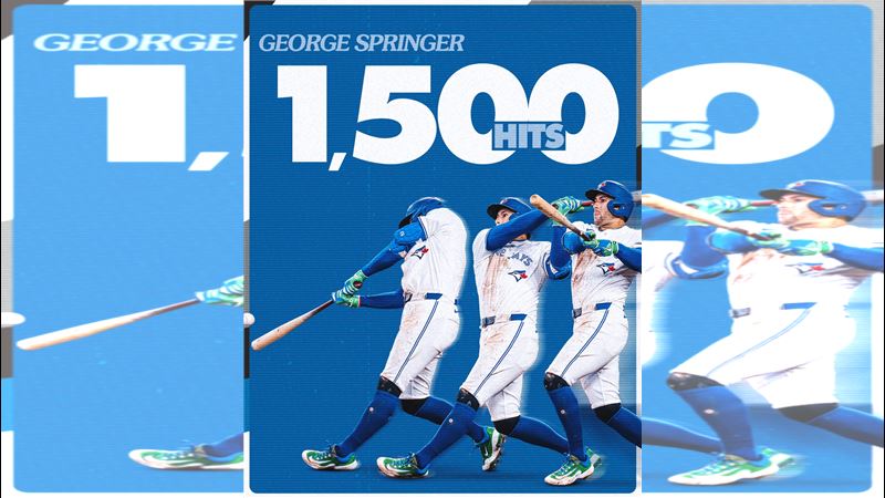 「春天哥」史普林格（George Springer）敲出生涯第1500安。（圖／翻攝自藍鳥推特）