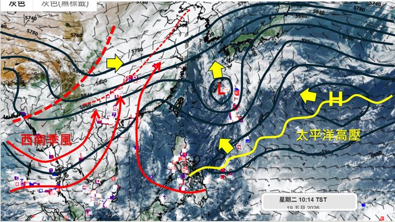 未來一週天氣型態偏向夏季型,上午各地多雲到晴。(圖/翻攝自天氣職人-吳聖宇)
