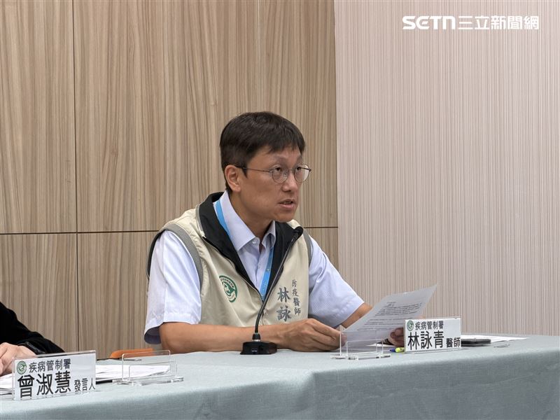 疾管署防疫醫師林詠青說明百日咳疫情。（圖／記者蔣季容攝影）