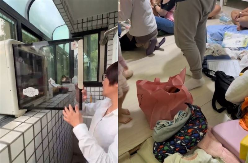 桃園某非法托育中心，10坪大空間塞滿20名嬰幼兒，冰箱內存放大量過期食材，奶瓶也未消毒，市議員黃婉如踢爆該機構是慣犯。（圖／翻攝畫面）