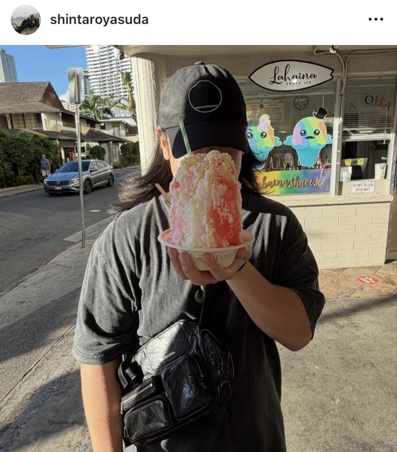 Giselle和Shintaro Yasuda的社群上曾出現類似背景的賞櫻照、相似冰品打卡地點等「重疊巧合」。（圖／翻攝自IG）