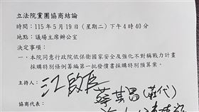 立院朝野協商　同意政院籌編軍購第一批發價書特別預算（圖／記者楊士誼攝影）