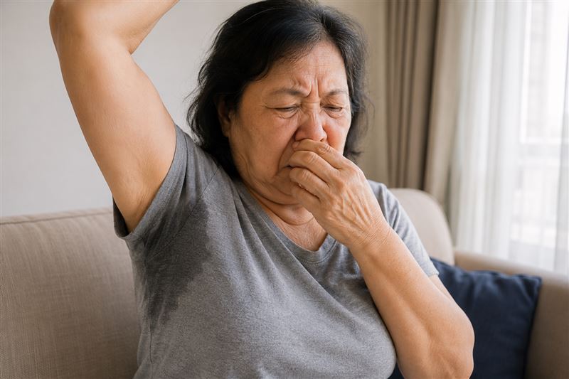 皮膚科醫師徐常捷指出，老人味與皮脂氧化、清潔習慣及泌尿問題有關，年輕人壓力大、腸道失衡也可能出現類似異味。（圖／AI製圖）